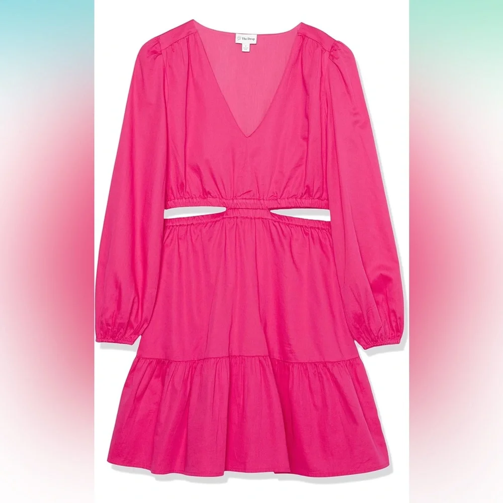 NWT The Drop Women's Sita Short Cut Out Cotton Sateen Dress - Picture 6 of 7